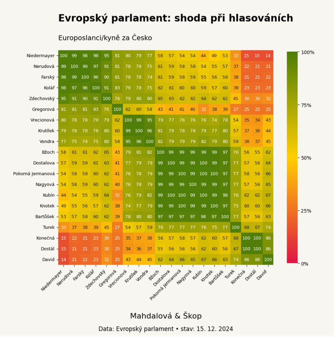 Shoda českých europoslanců