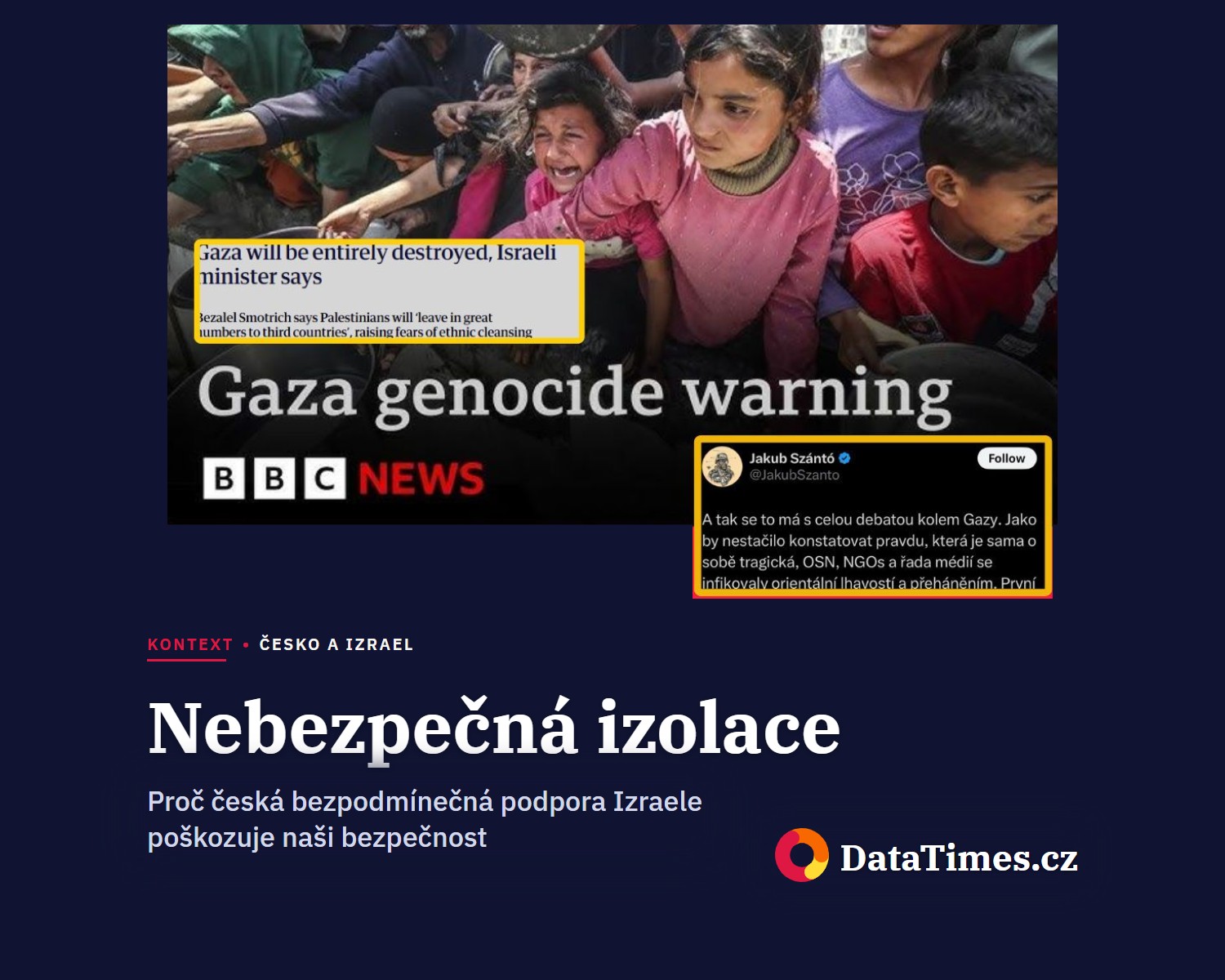 🛑 Nebezpečná izolace: Proč česká bezpodmínečná podpora Izraele poškozuje naši bezpečnost
