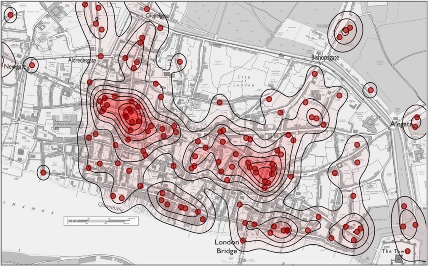 Mapa horkých míst středověké kriminality