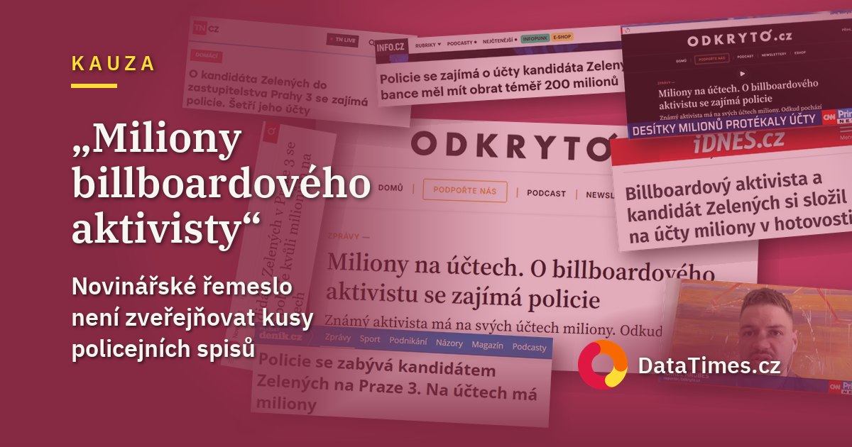 „Miliony billboardového aktivisty“ aneb Novinářské řemeslo nestojí jen na útržcích od policie