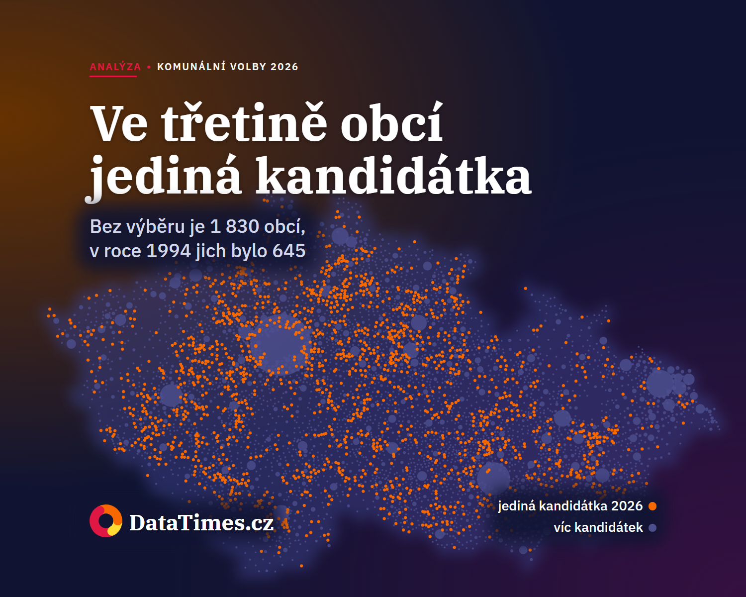 Ve třetině obcí si voliči nevyberou z víc než jedné kandidátky. Za třicet let jich přibylo skoro třikrát