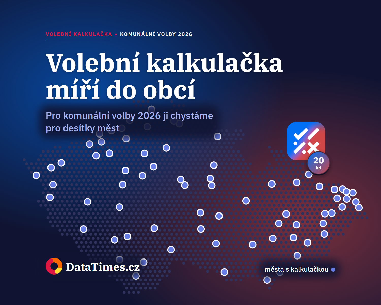 Volební kalkulačka míří do obcí: pro komunální volby 2026 ji připravujeme pro desítky měst