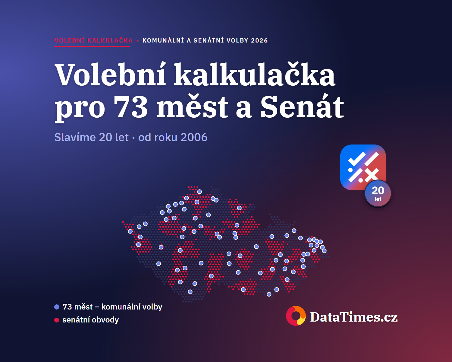Volební kalkulačka slaví 20 let. Letos pro 73 měst a senátní obvody