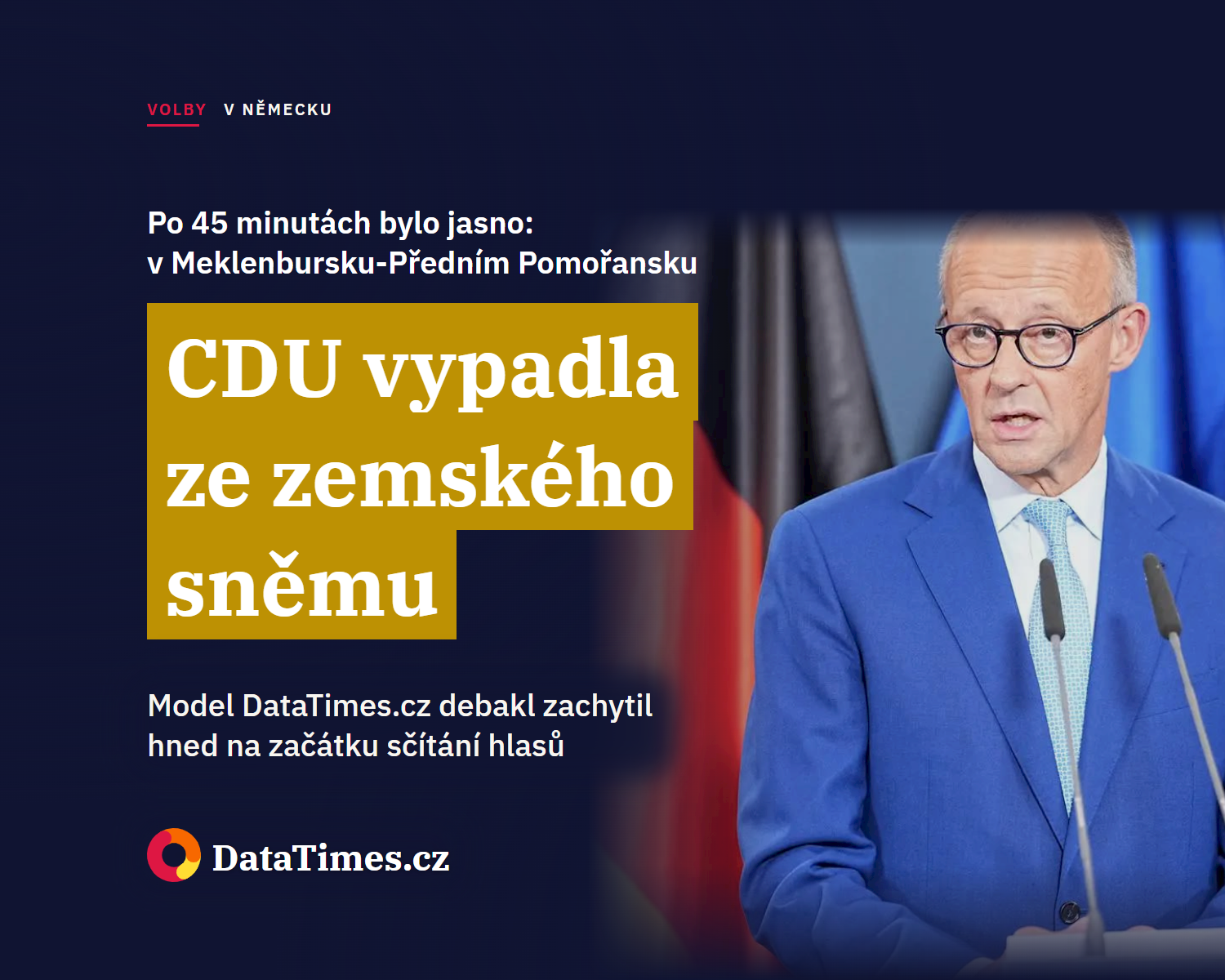 Poprvé od roku 1949 vypadla CDU ze zemského sněmu. Náš model to ukázal od prvního sčítání